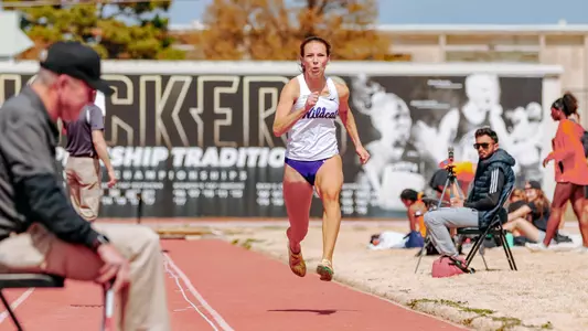 Delaney Wright during the long jump at the Shocker Spring Invitational at WSU on March 29-30 at Cessna Stadium