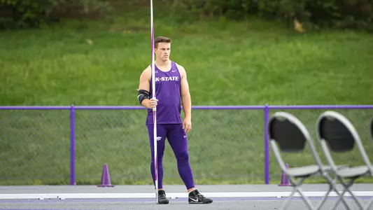 Riley Marx in the men's javelin at the Ward Haylett Invitational on April 26 at R.V. Christian Track