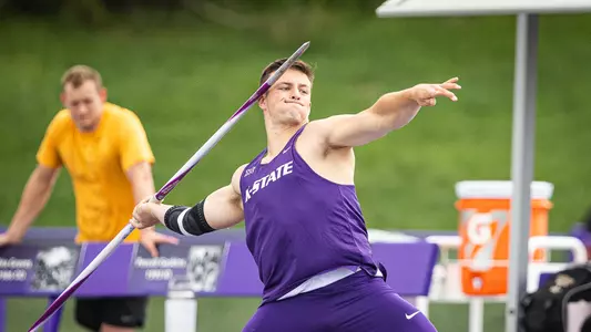Riley Marx in the men's javelin at the Ward Haylett Invitational on April 26 at R.V. Christian Track
