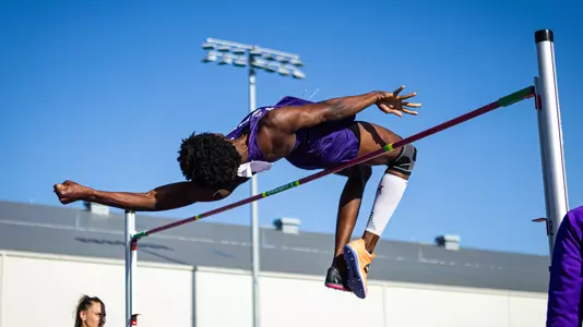 Aaron Antoine in the high jump during the Ward Haylett Invitational on April 26 at R.V. Christian Track