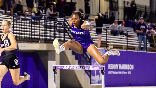 Ludivine Aubert in the 400m hurdles during the Ward Haylett Invitational on April 26 at R.V. Christian Track