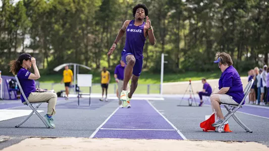 Jhavor Bennett in the long jump at the Ward Haylett Invitational on April 26 at R.V. Christian Track
