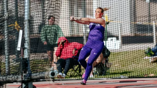 Charlotte Cattermole-Williams in the hammer throw at the Shocker Spring Invitational in Wichita, Kan.