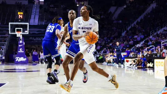 K-State Men's Basketball vs. New Orleans, November 5, 2024. Final: KSU 89, UNO 65.
(Photo: Will Huster/K-State Sports)