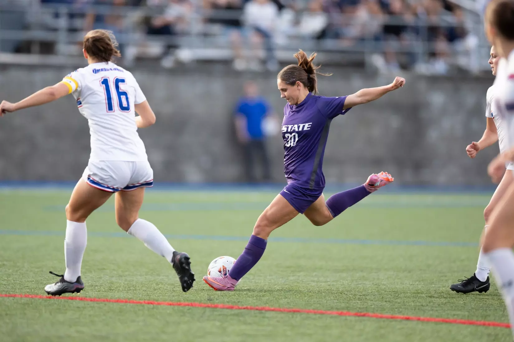Andra Mohler attempts a shot at UMass Lowell. Mohler finished with a goal and an assist.