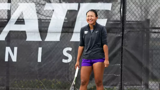 K-State Tennis vs. Brigham Young University, April 3, 2025. Final: KSU 4, BYU 3.
(Photo: Abby Kennedy/K-State Sports)