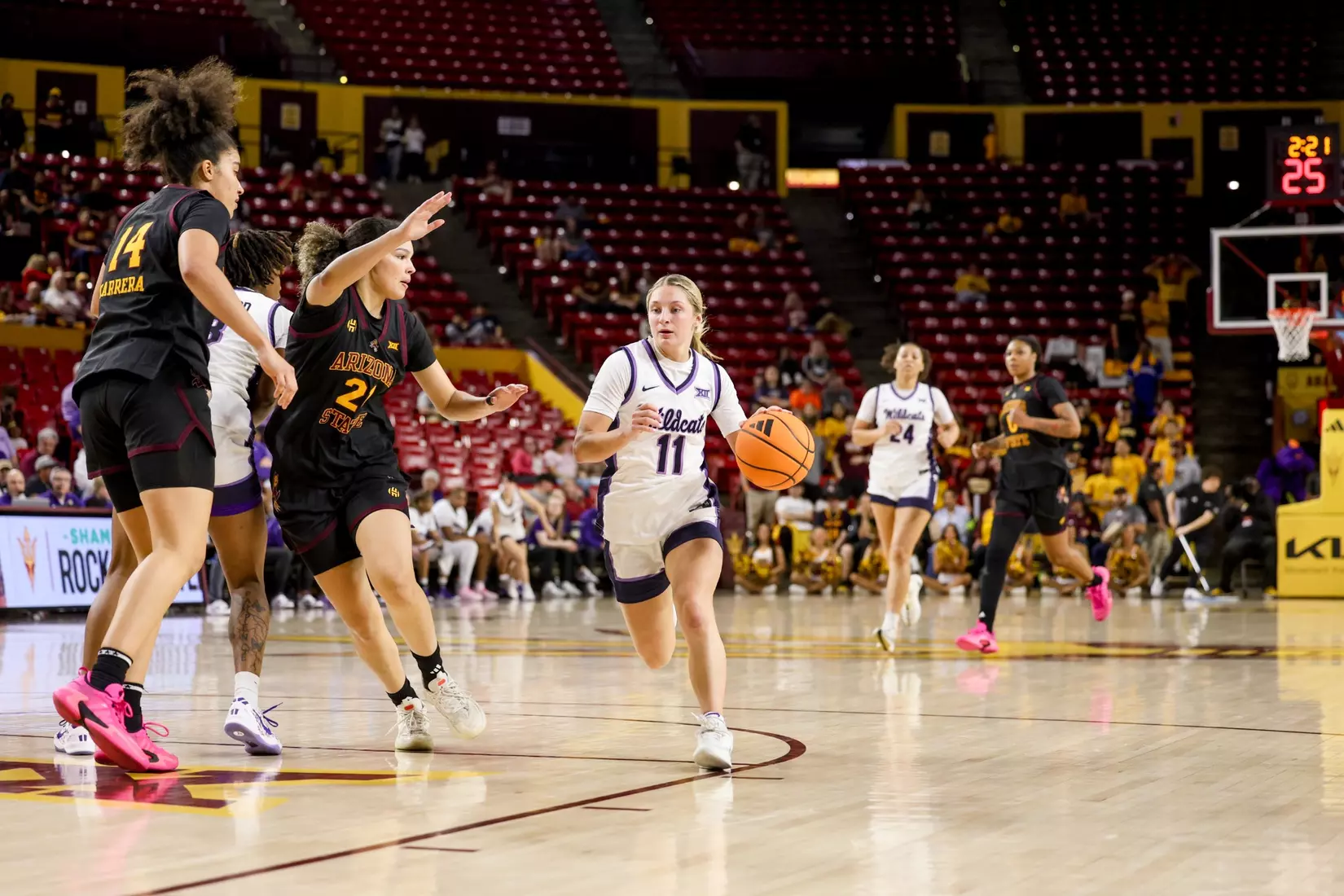 K-State Women's Basketball Arizona State University, February 1, 2026. Final: KSU 74, ASU 67.
(Photo: Gabriella Whisler/K-State Sports)