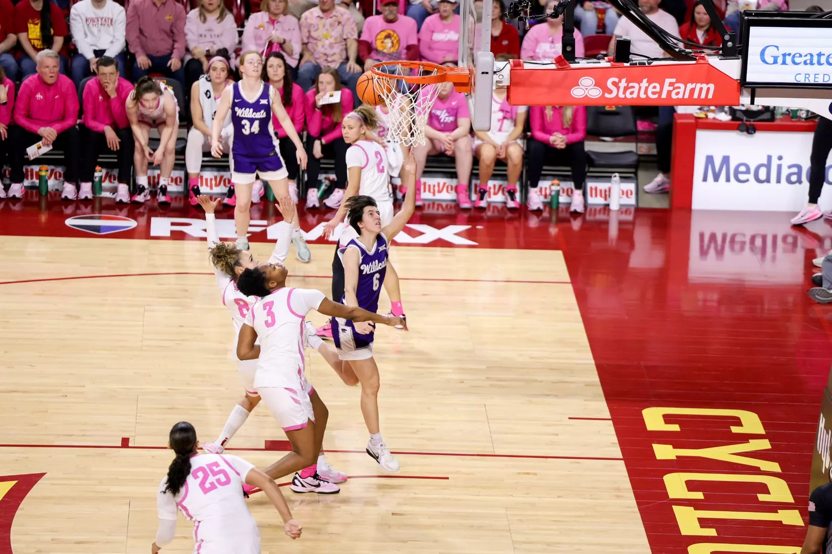 K-State Women's Basketball vs Iowa State - February 15, 2026 - Ames, IA - Hilton Coliseum - Final Score: K-State 72, Iowa State 76