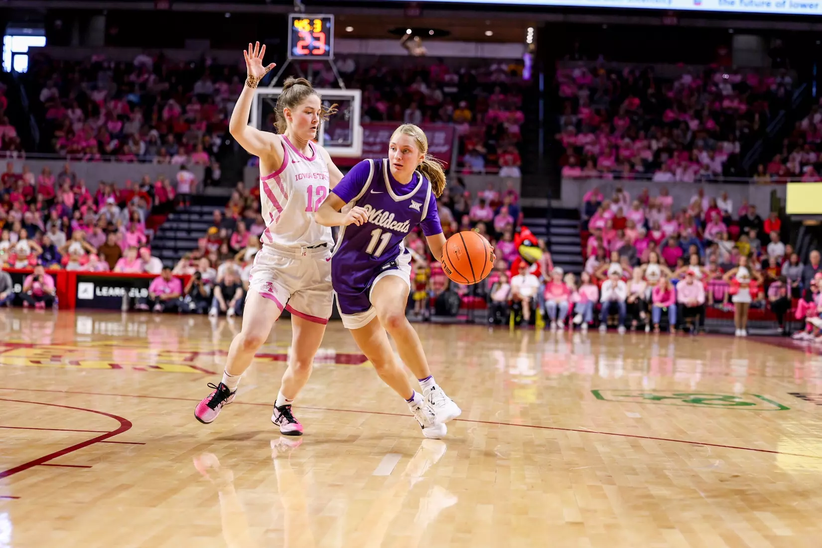 K-State Women's Basketball vs Iowa State - February 15, 2026 - Ames, IA - Hilton Coliseum - Final Score: K-State 72, Iowa State 76