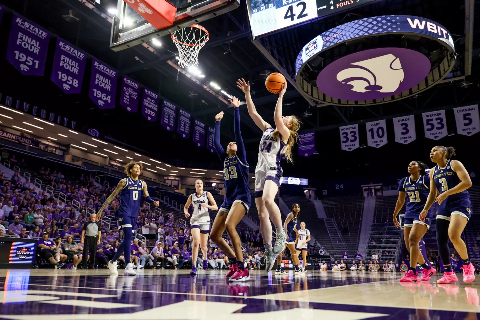 K-State Women's Basketball vs Georgia Tech - 2026 WBIT First Round - Bramlage Coliseum - Manhattan, Kansas - Final Score: KSU 69, GT 65