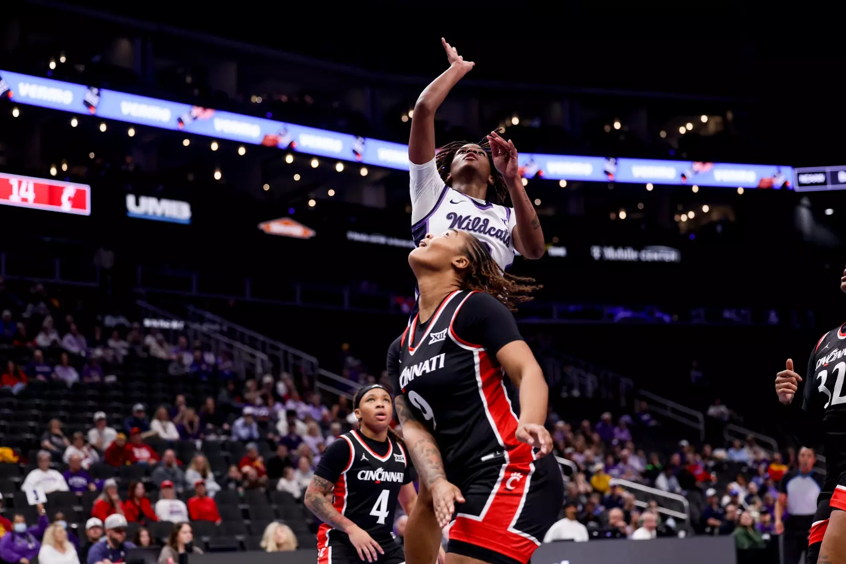 K-State Women's Basketball vs Cincinnati - 2026 Big 12 Women's Basketball Tournament First Round - T-Mobile Center - Kansas City, Missouri - Final Score: KSU 91, CIN 66