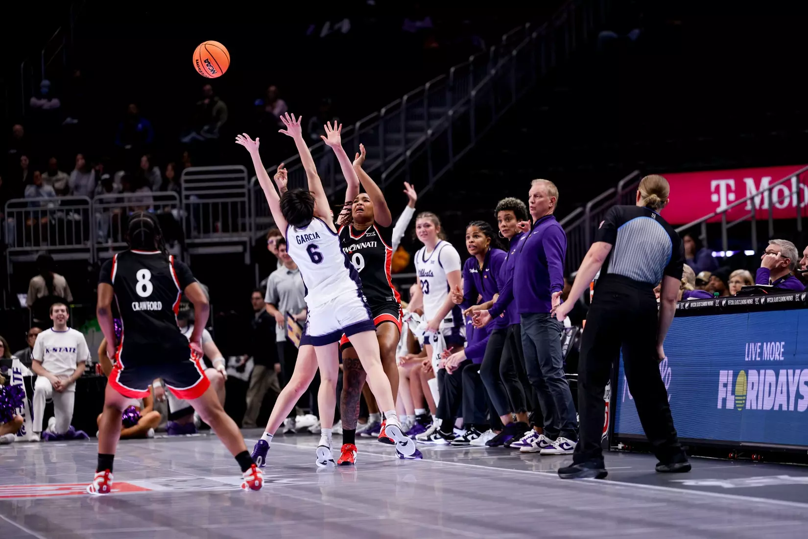 K-State Women's Basketball vs Cincinnati - 2026 Big 12 Women's Basketball Tournament First Round - T-Mobile Center - Kansas City, Missouri - Final Score: KSU 91, CIN 66