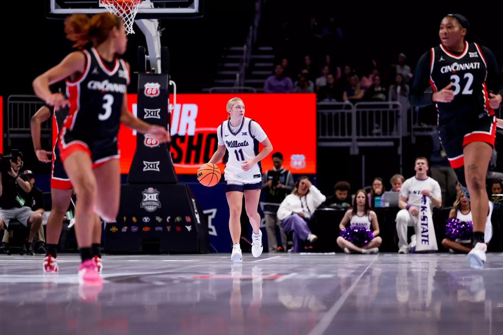 K-State Women's Basketball vs Cincinnati - 2026 Big 12 Women's Basketball Tournament First Round - T-Mobile Center - Kansas City, Missouri - Final Score: KSU 91, CIN 66