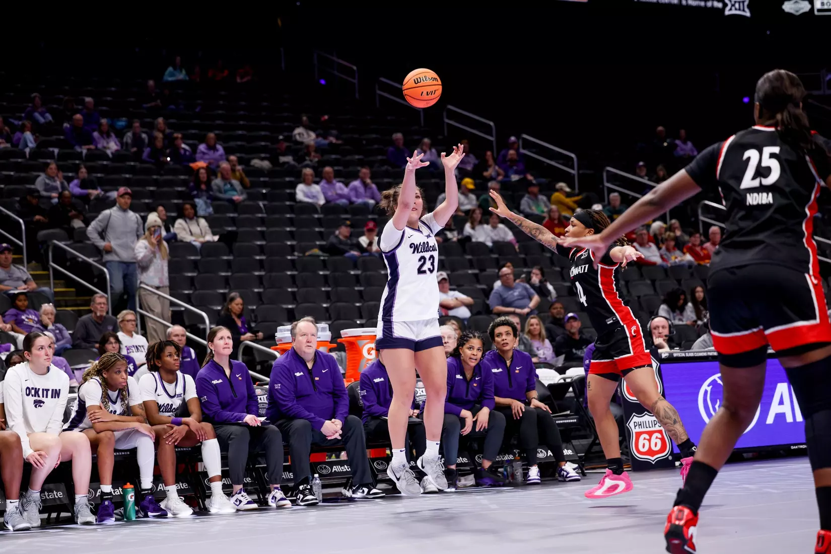 K-State Women's Basketball vs Cincinnati - 2026 Big 12 Women's Basketball Tournament First Round - T-Mobile Center - Kansas City, Missouri - Final Score: KSU 91, CIN 66