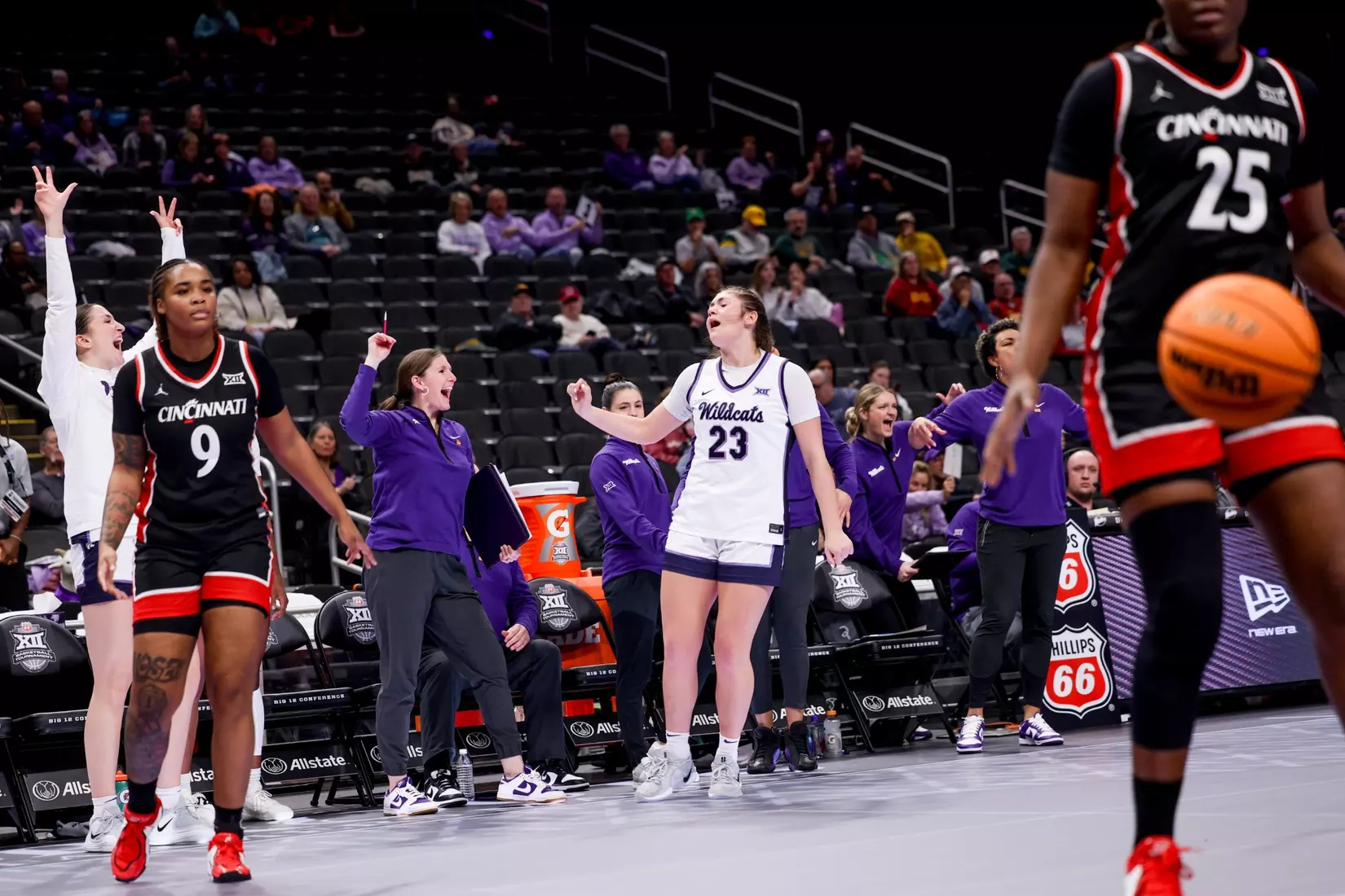 K-State Women's Basketball vs Cincinnati - 2026 Big 12 Women's Basketball Tournament First Round - T-Mobile Center - Kansas City, Missouri - Final Score: KSU 91, CIN 66