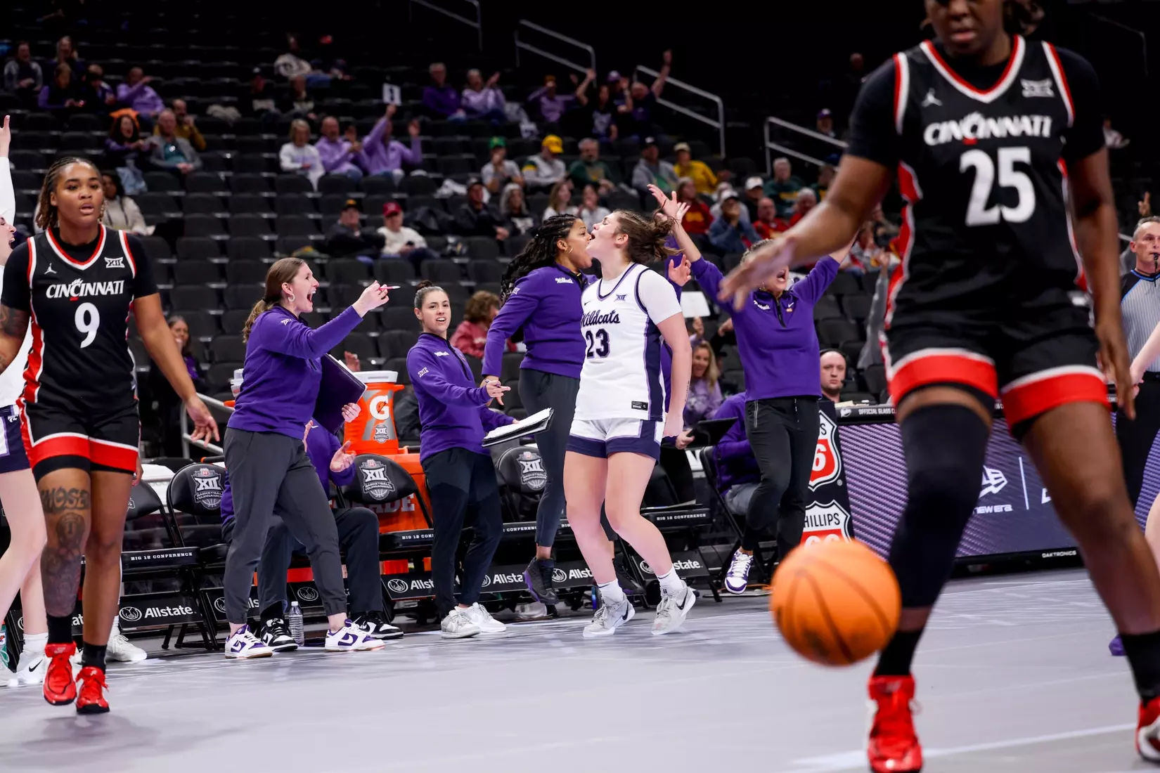 K-State Women's Basketball vs Cincinnati - 2026 Big 12 Women's Basketball Tournament First Round - T-Mobile Center - Kansas City, Missouri - Final Score: KSU 91, CIN 66