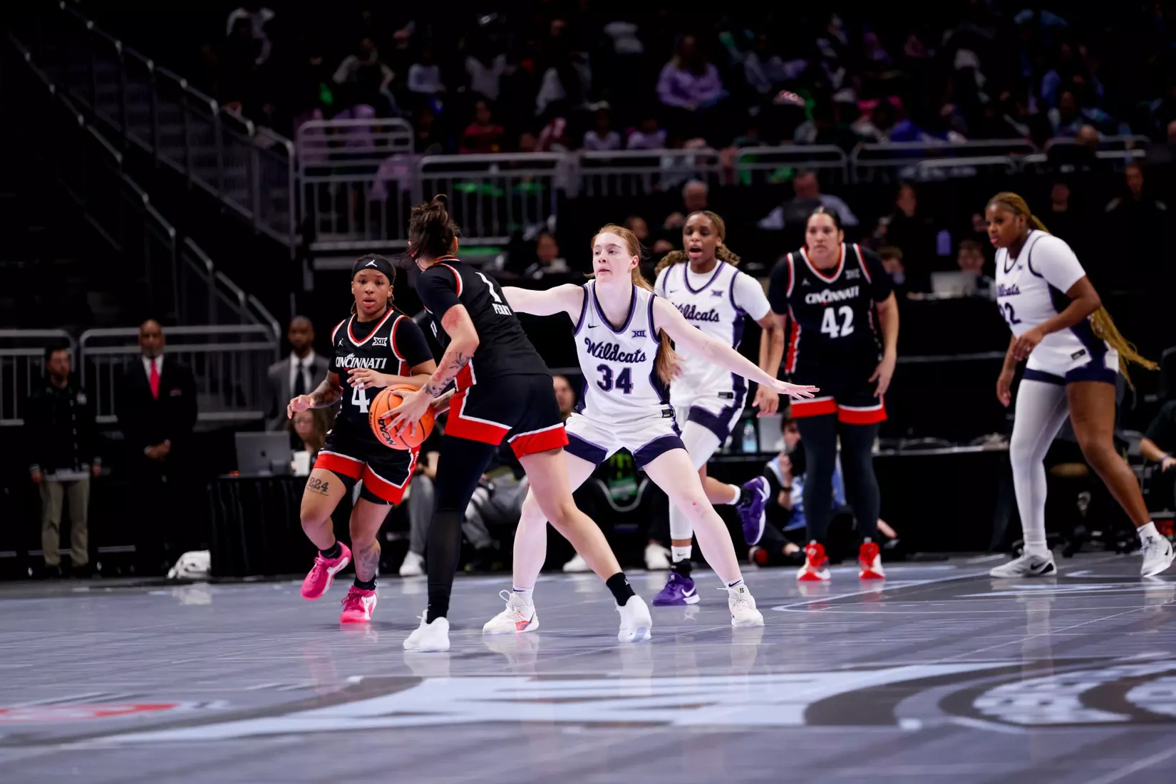 K-State Women's Basketball vs Cincinnati - 2026 Big 12 Women's Basketball Tournament First Round - T-Mobile Center - Kansas City, Missouri - Final Score: KSU 91, CIN 66