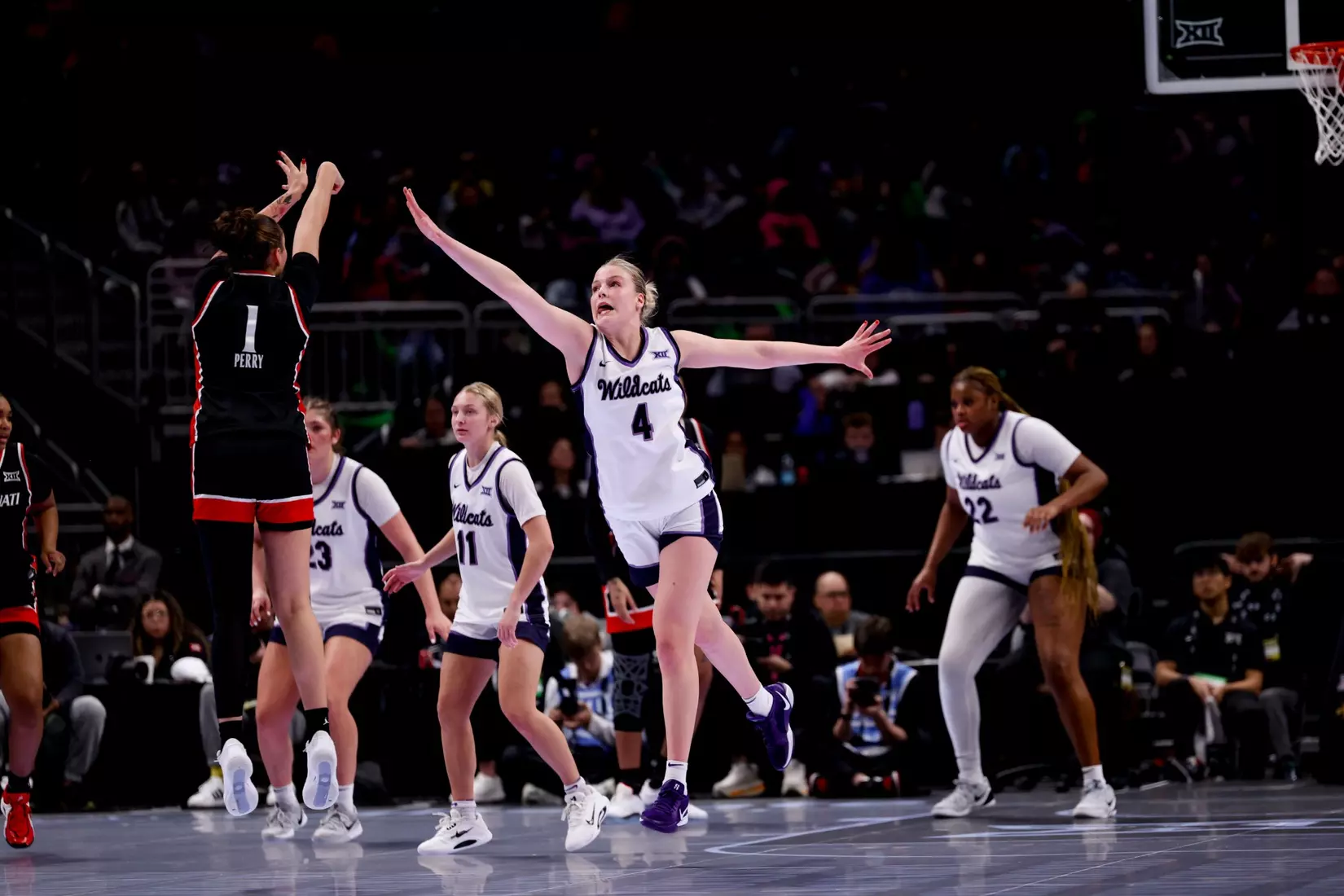 K-State Women's Basketball vs Cincinnati - 2026 Big 12 Women's Basketball Tournament First Round - T-Mobile Center - Kansas City, Missouri - Final Score: KSU 91, CIN 66