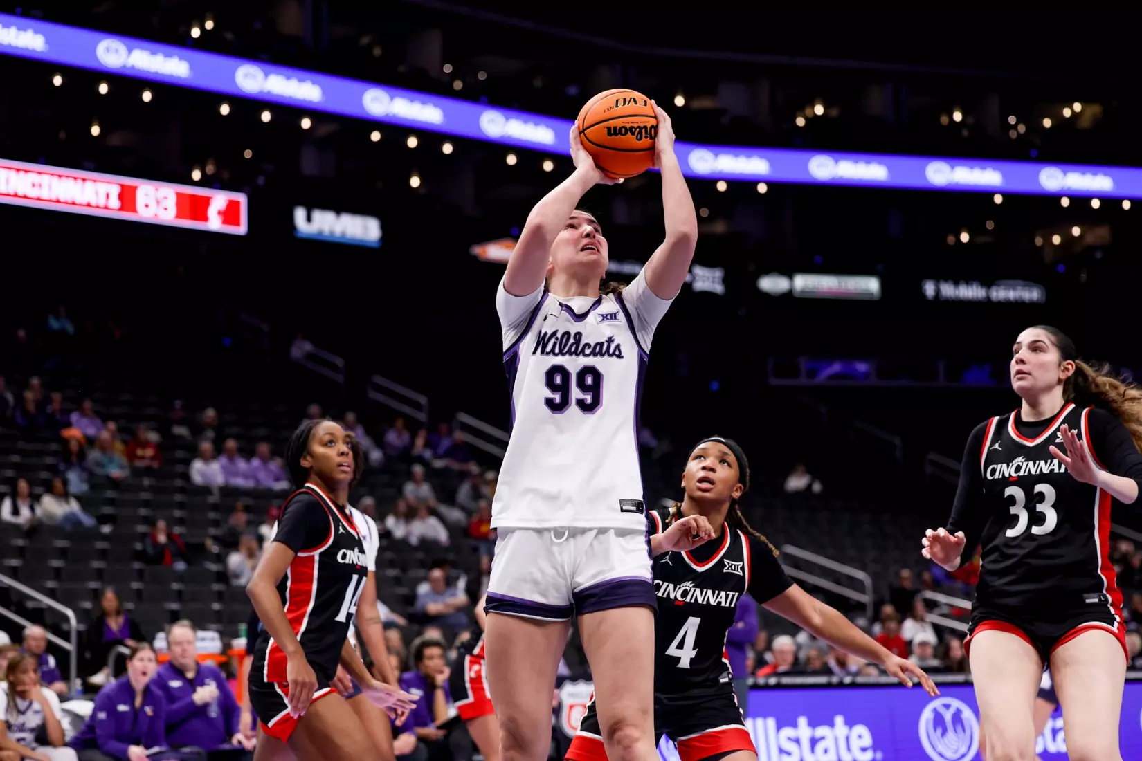 K-State Women's Basketball vs Cincinnati - 2026 Big 12 Women's Basketball Tournament First Round - T-Mobile Center - Kansas City, Missouri - Final Score: KSU 91, CIN 66