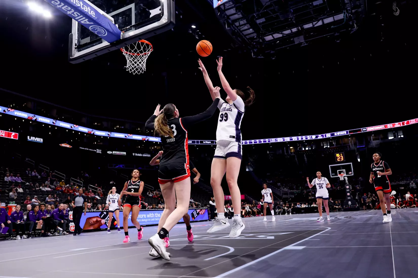 K-State Women's Basketball vs Cincinnati - 2026 Big 12 Women's Basketball Tournament First Round - T-Mobile Center - Kansas City, Missouri - Final Score: KSU 91, CIN 66