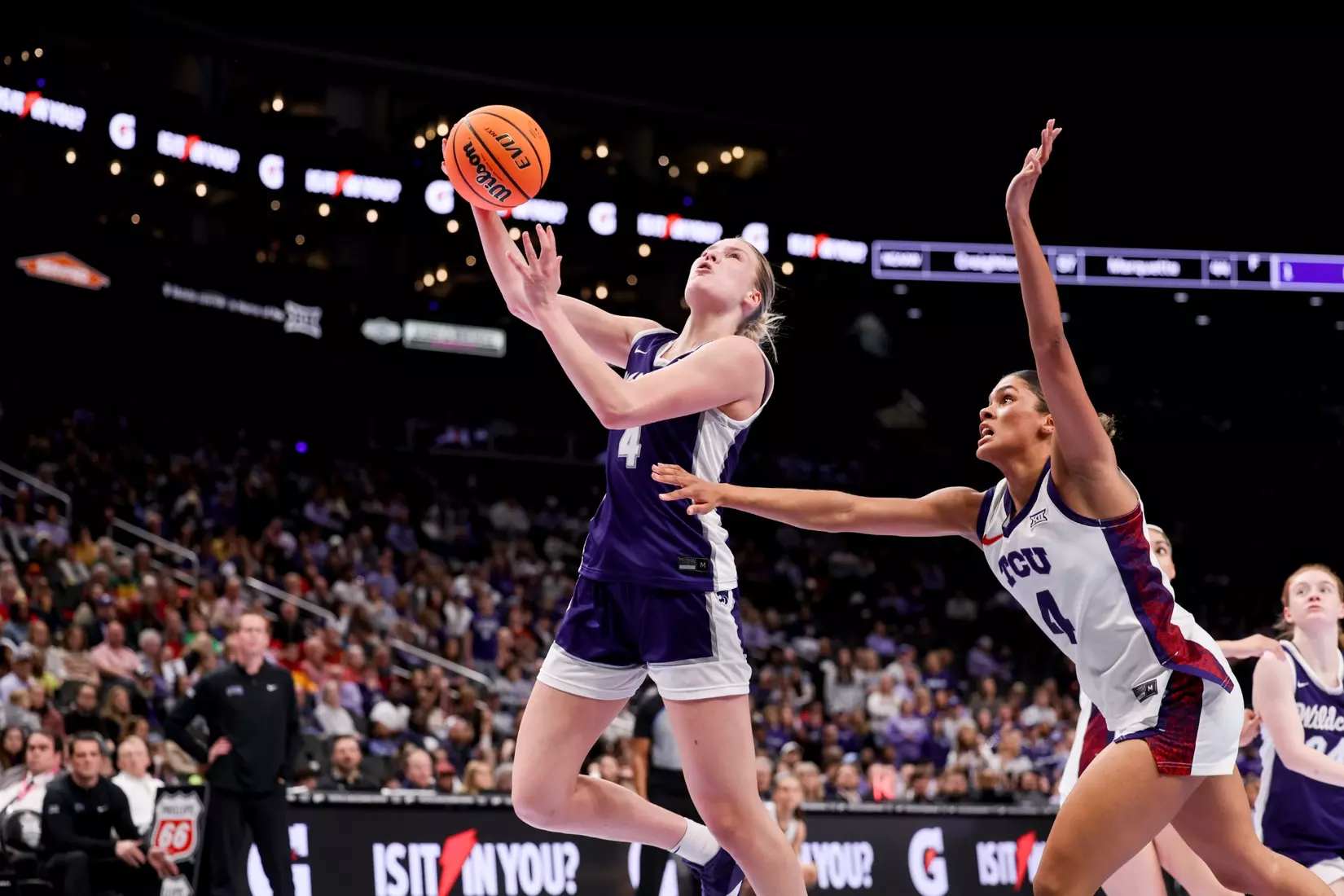 K-State Women's Basketball vs TCU - 2026 Big 12 Women's Basketball Tournament Semifinal - T-Mobile Center - Kansas City, Missouri - Final Score: KSU 62, TCU 74