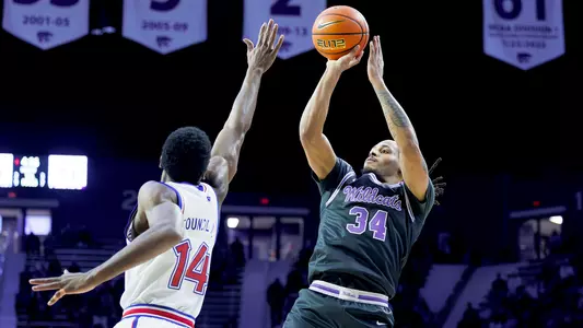 K-State Men's Basketball vs. University of Kansas, January 24, 2026. Final: KSU 82, KU 86.
(Photo: Reece Bachta/K-State Sports)