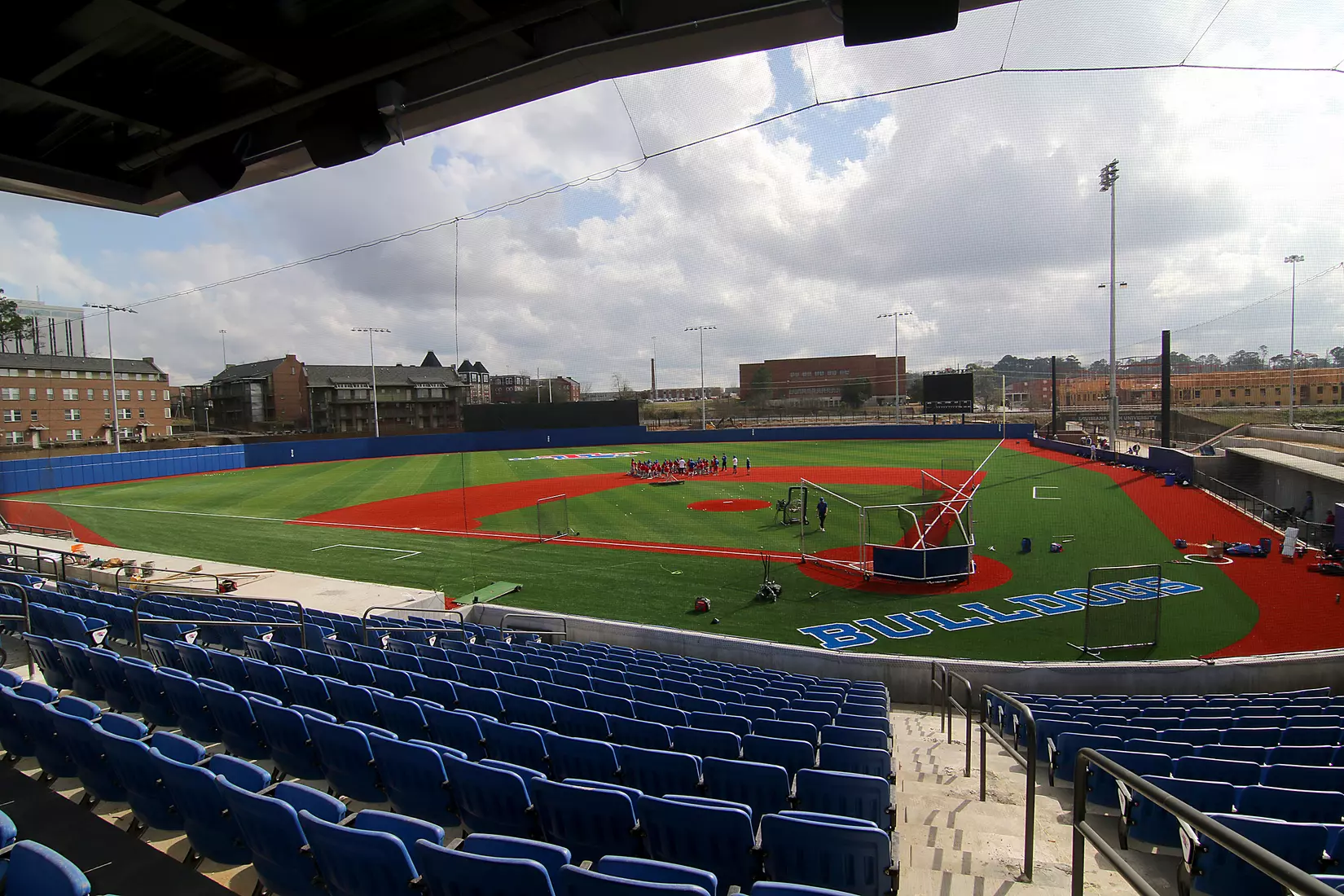 Tech baseball and softball teams practice for first time on their new fields of their new stadia on the Tech campus. The old faclities were destroyed by a 2019 tornado. Photo by TOM MORRIS/Tech Media Relations