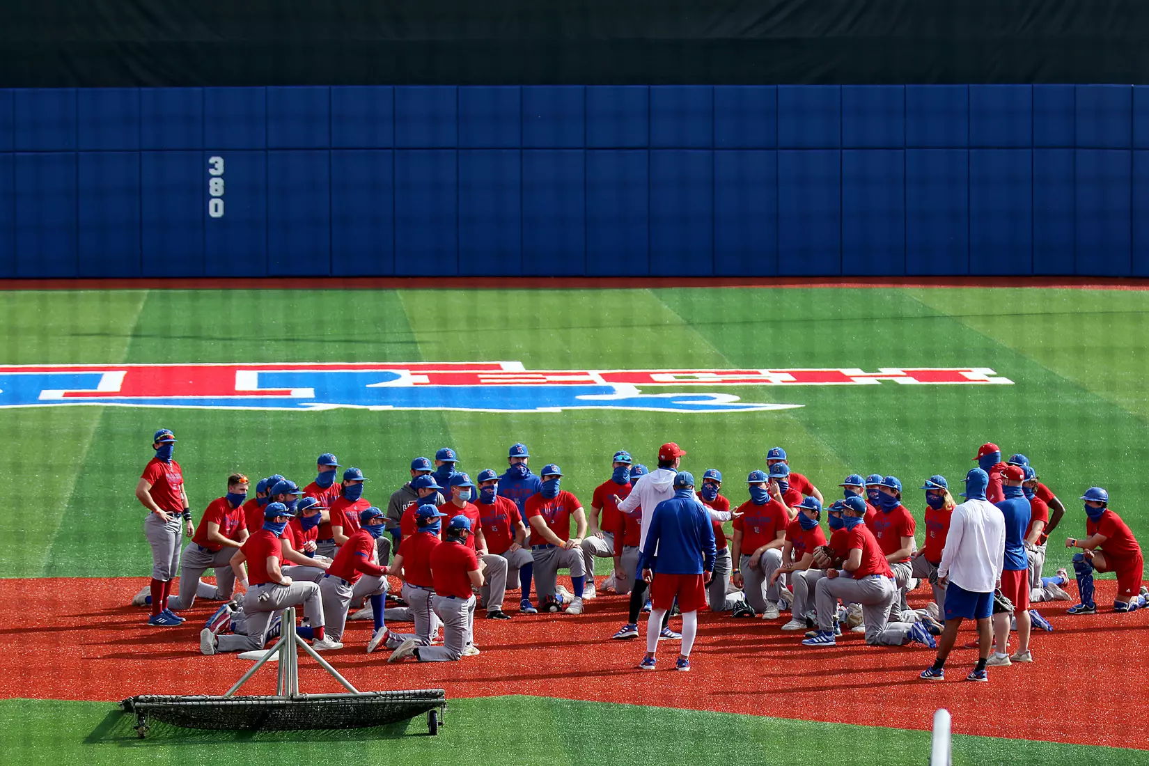 Tech baseball and softball teams practice for first time on their new fields of their new stadia on the Tech campus. The old faclities were destroyed by a 2019 tornado. Photo by TOM MORRIS/Tech Media Relations