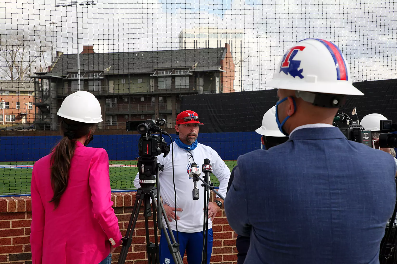 Tech baseball and softball teams practice for first time on their new fields of their new stadia on the Tech campus. The old faclities were destroyed by a 2019 tornado. Photo by TOM MORRIS/Tech Media Relations
