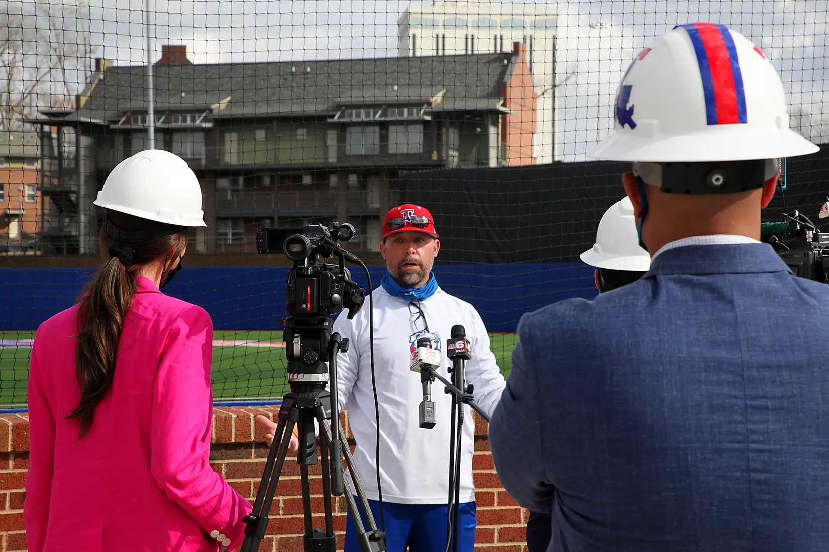 Tech baseball and softball teams practice for first time on their new fields of their new stadia on the Tech campus. The old faclities were destroyed by a 2019 tornado. Photo by TOM MORRIS/Tech Media Relations
