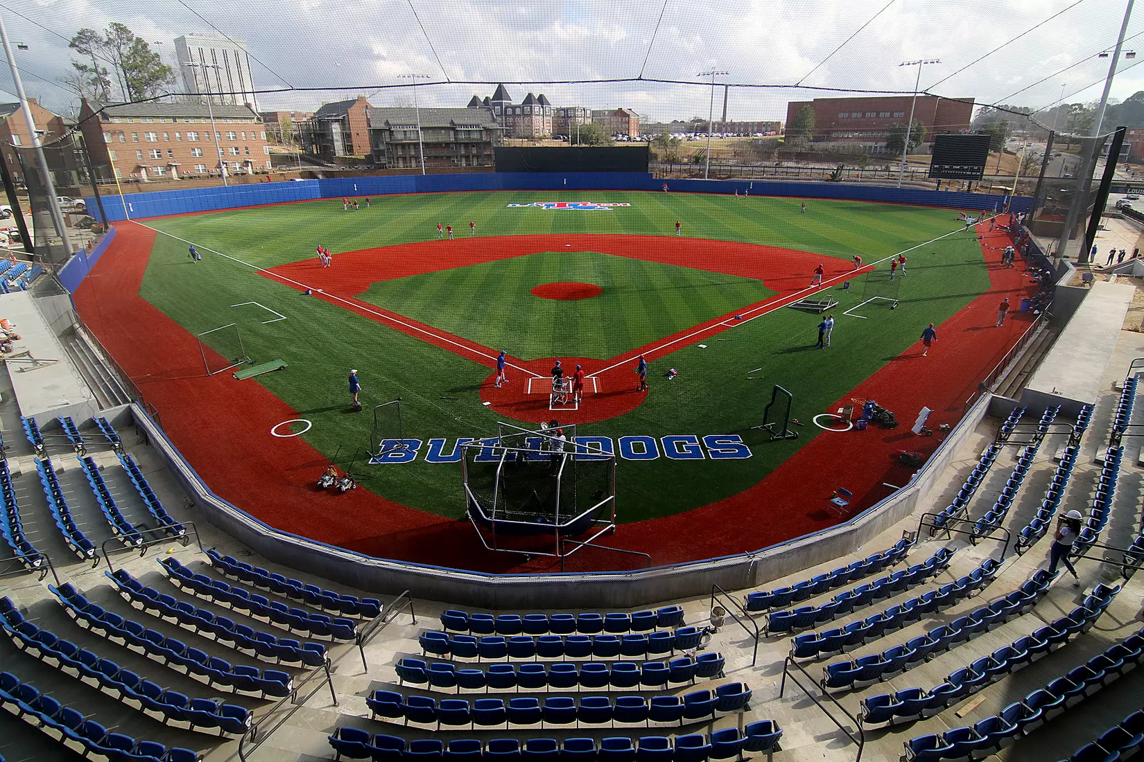 Tech baseball and softball teams practice for first time on their new fields of their new stadia on the Tech campus. The old faclities were destroyed by a 2019 tornado. Photo by TOM MORRIS/Tech Media Relations