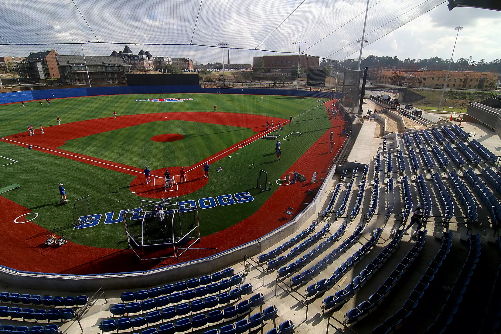 Tech baseball and softball teams practice for first time on their new fields of their new stadia on the Tech campus. The old faclities were destroyed by a 2019 tornado. Photo by TOM MORRIS/Tech Media Relations