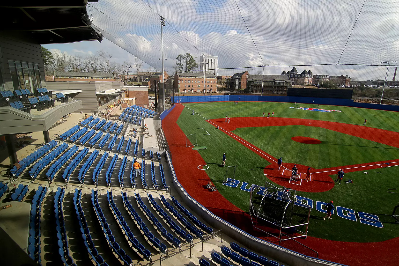 Tech baseball and softball teams practice for first time on their new fields of their new stadia on the Tech campus. The old faclities were destroyed by a 2019 tornado. Photo by TOM MORRIS/Tech Media Relations
