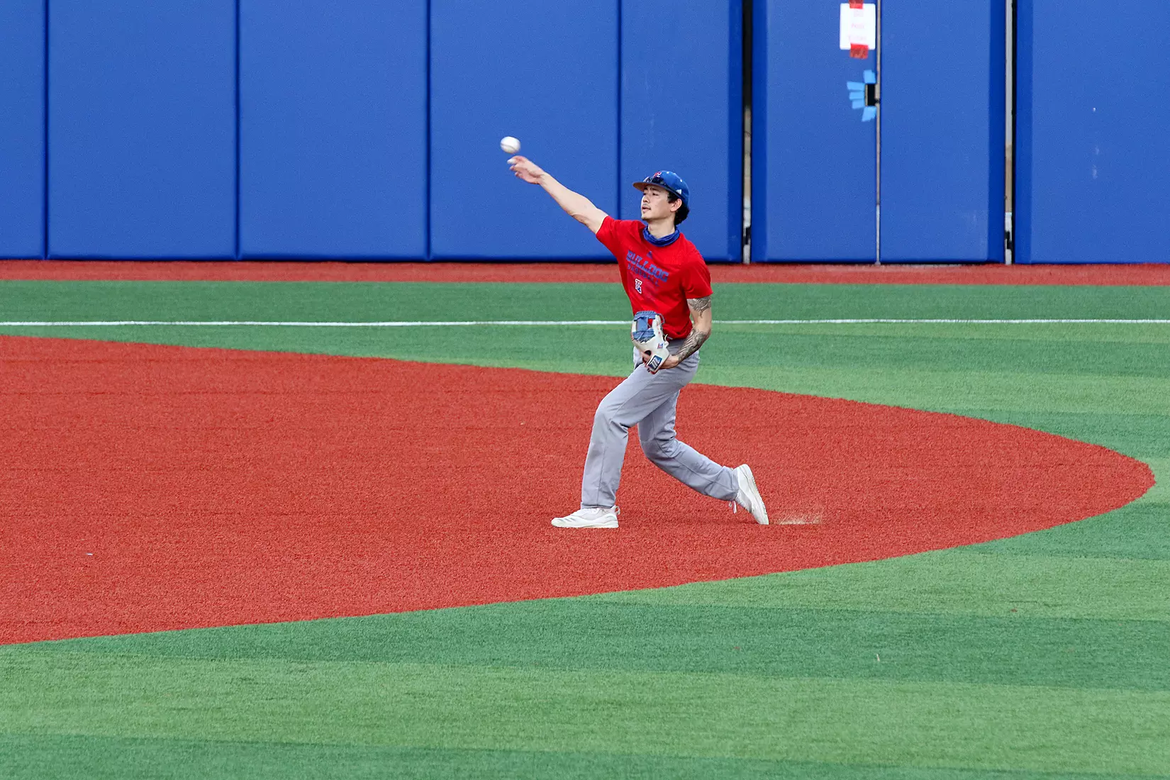 Tech baseball and softball teams practice for first time on their new fields of their new stadia on the Tech campus. The old faclities were destroyed by a 2019 tornado. Photo by TOM MORRIS/Tech Media Relations