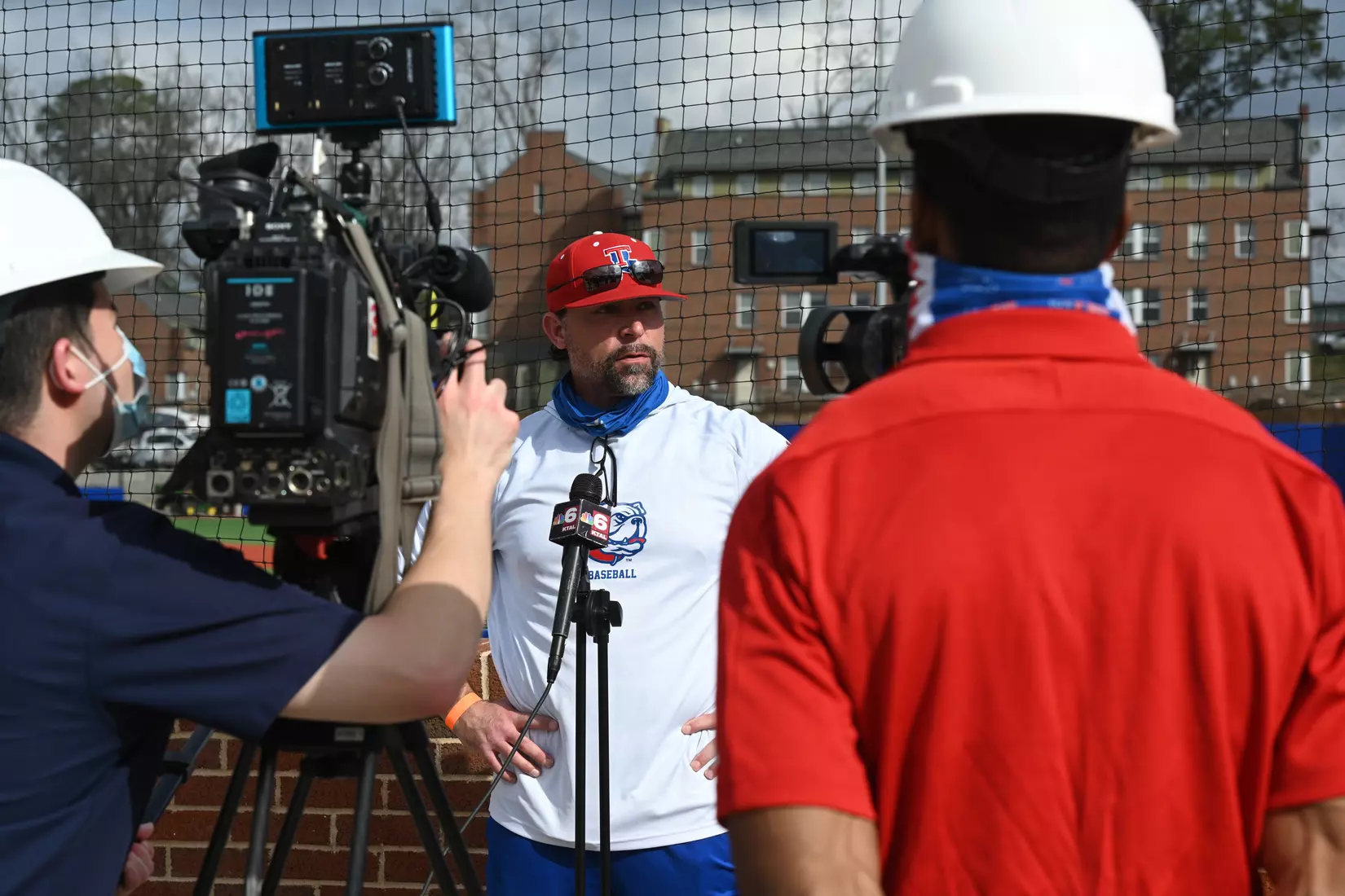 Louisiana Tech University's Baseball team holds its first practice on the new field, Tuesday, February 9, 2021. Photo by Emerald McIntyre/Louisiana Tech University