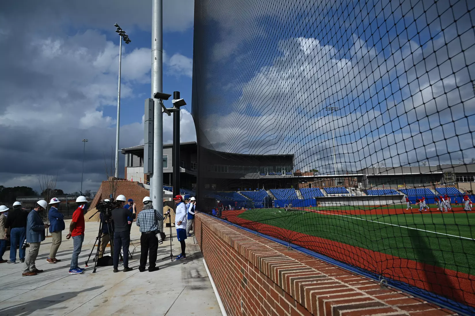 Louisiana Tech University's Baseball team holds its first practice on the new field, Tuesday, February 9, 2021. Photo by Emerald McIntyre/Louisiana Tech University