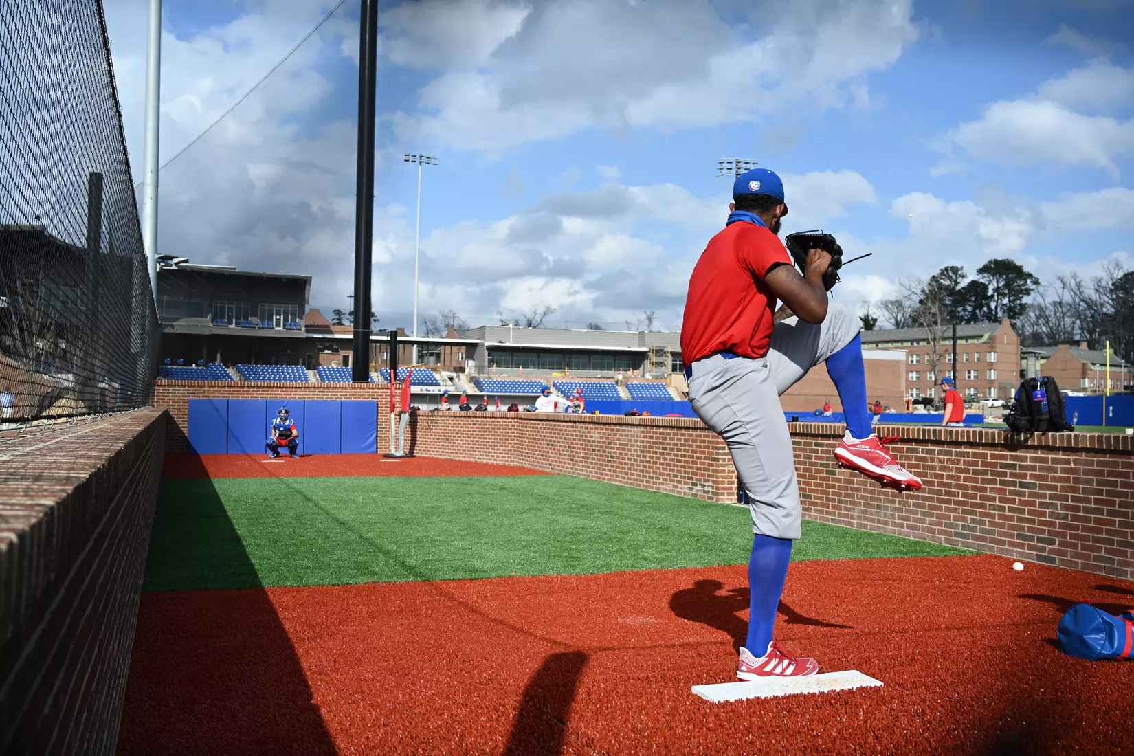 Louisiana Tech University's Baseball team holds its first practice on the new field, Tuesday, February 9, 2021. Photo by Emerald McIntyre/Louisiana Tech University