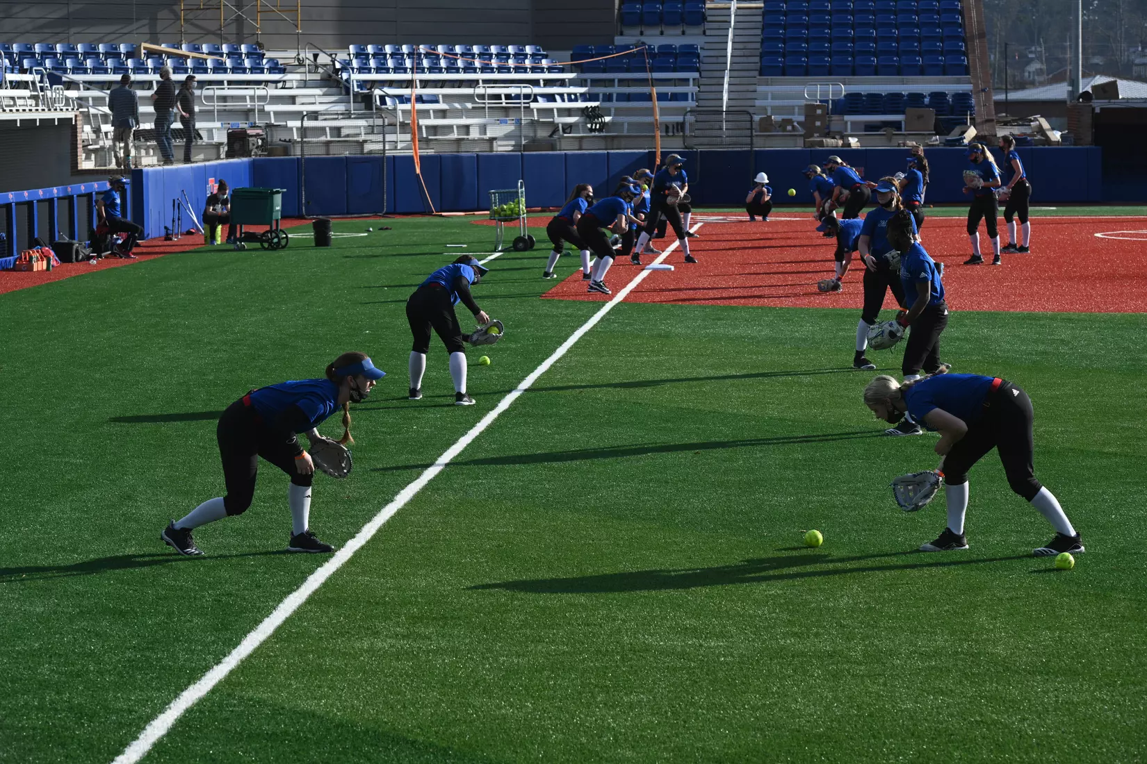 Louisiana Tech Universityâ??s Softball team holds its first practice on the new field, Tuesday, February 9, 2021. Photo by Emerald McIntyre/Louisiana Tech University