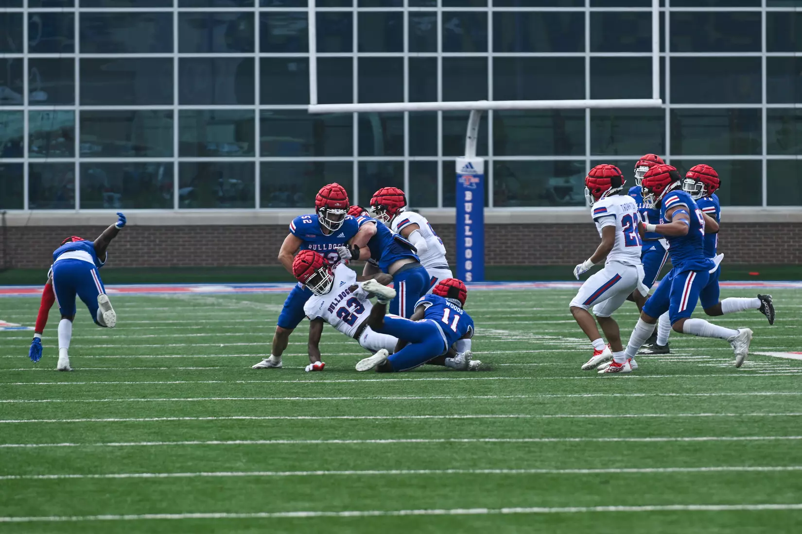 Fans attend Louisiana Tech's spring football game in the Joe Aillet Stadium on Saturday, April 23, 2022. The game is part of the Ever Loyal Be Weekend presented by Origin Bank. Photograph by Emerald McIntyre/Louisiana Tech University