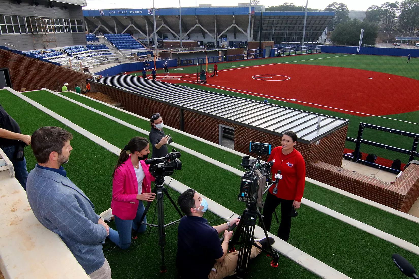 Tech baseball and softball teams practice for first time on their new fields of their new stadia on the Tech campus. The old faclities were destroyed by a 2019 tornado. Photo by TOM MORRIS/Tech Media Relations