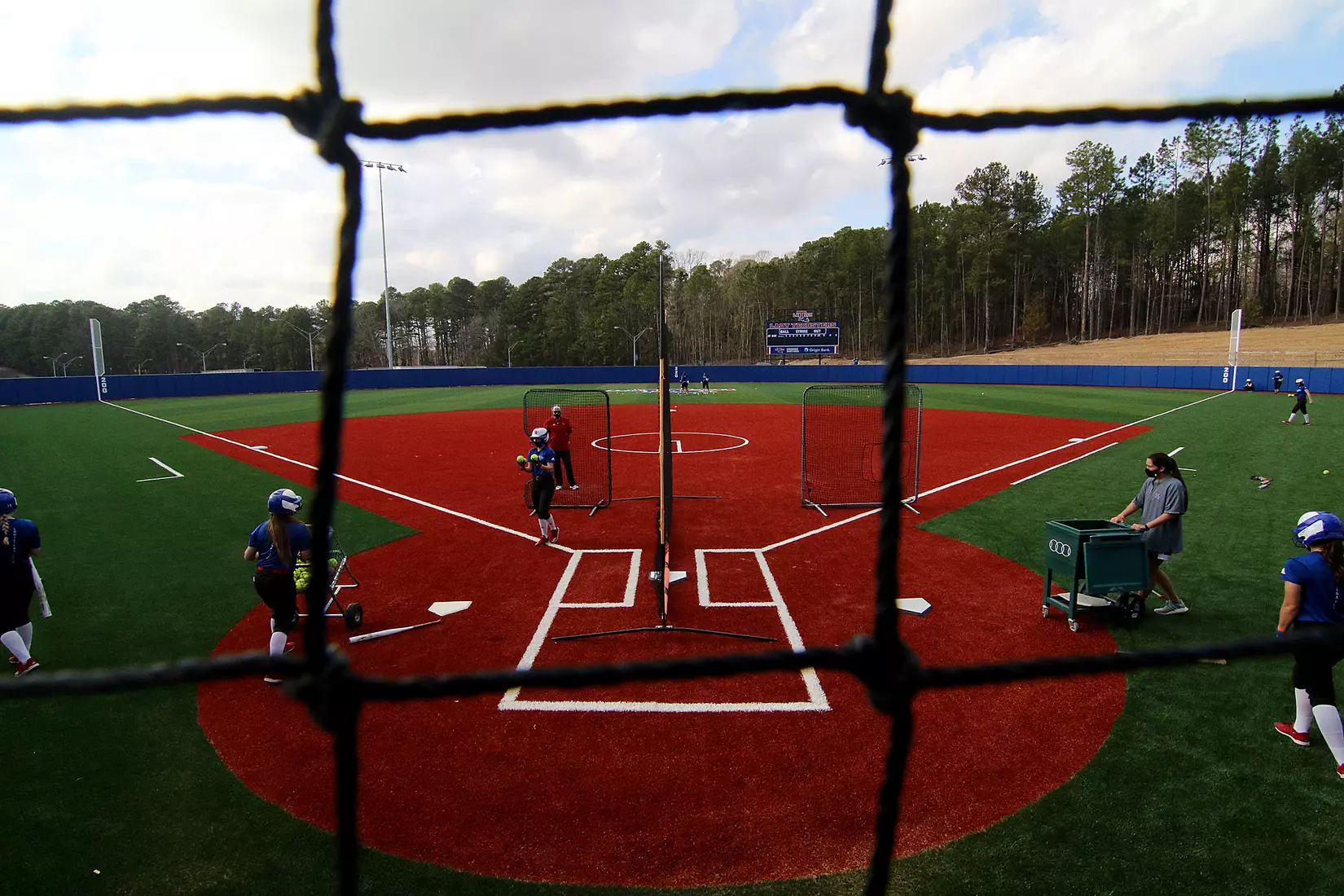 Tech baseball and softball teams practice for first time on their new fields of their new stadia on the Tech campus. The old faclities were destroyed by a 2019 tornado. Photo by TOM MORRIS/Tech Media Relations