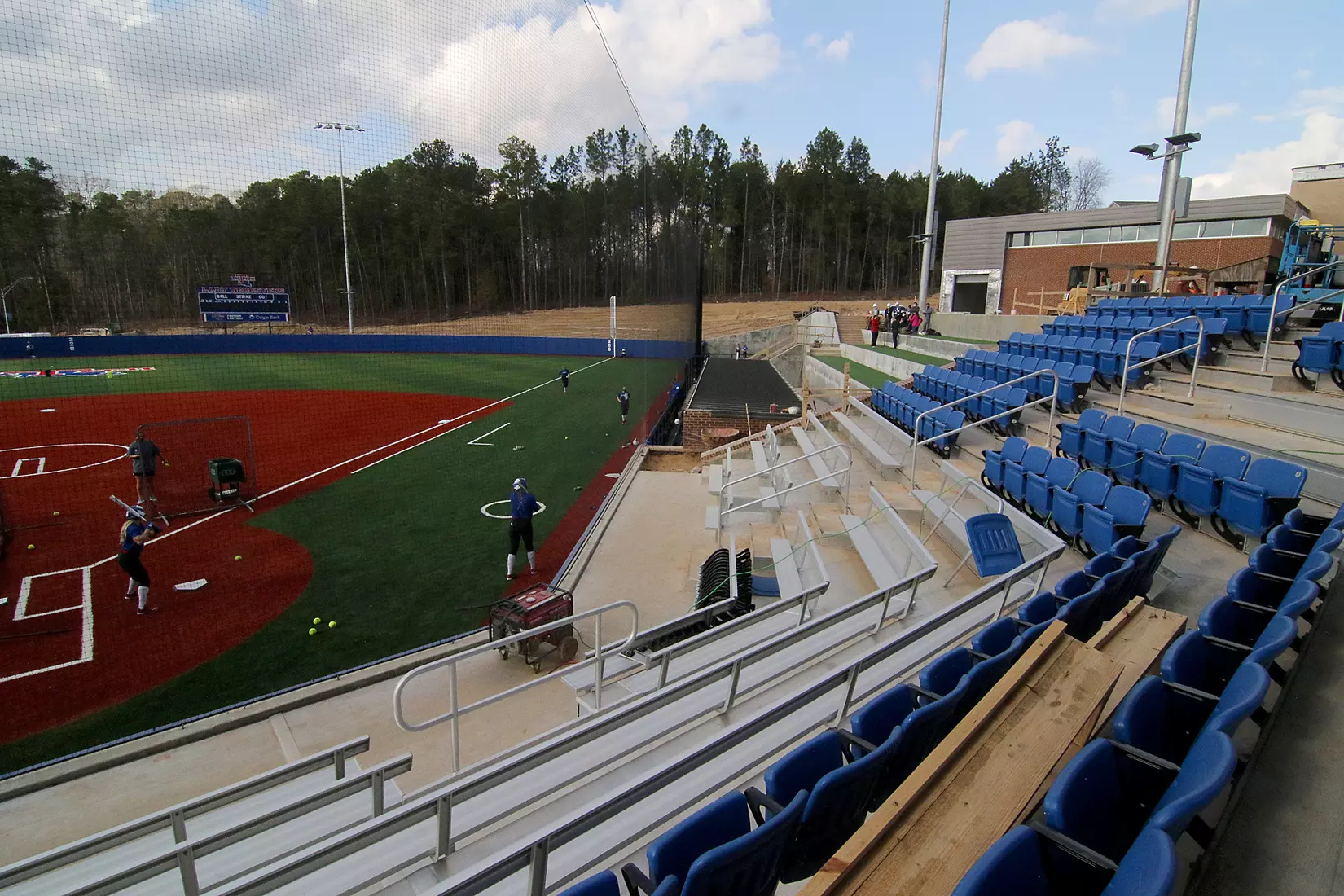 Tech baseball and softball teams practice for first time on their new fields of their new stadia on the Tech campus. The old faclities were destroyed by a 2019 tornado. Photo by TOM MORRIS/Tech Media Relations