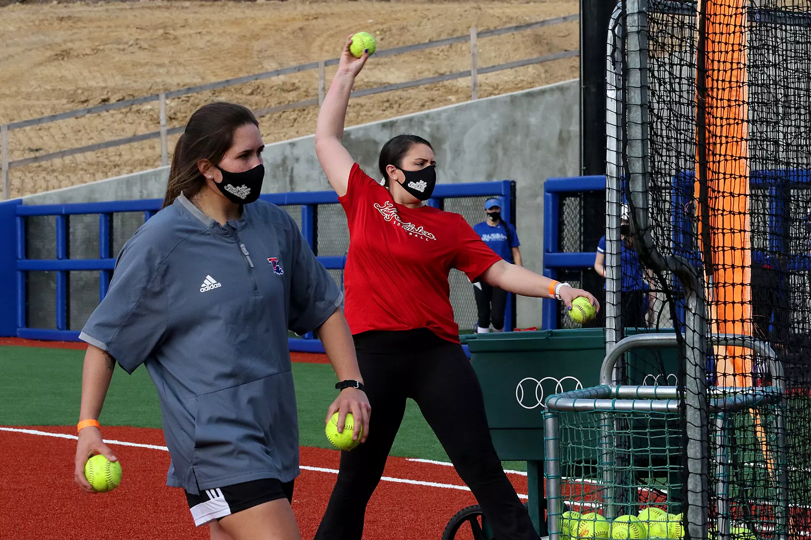 Tech baseball and softball teams practice for first time on their new fields of their new stadia on the Tech campus. The old faclities were destroyed by a 2019 tornado. Photo by TOM MORRIS/Tech Media Relations