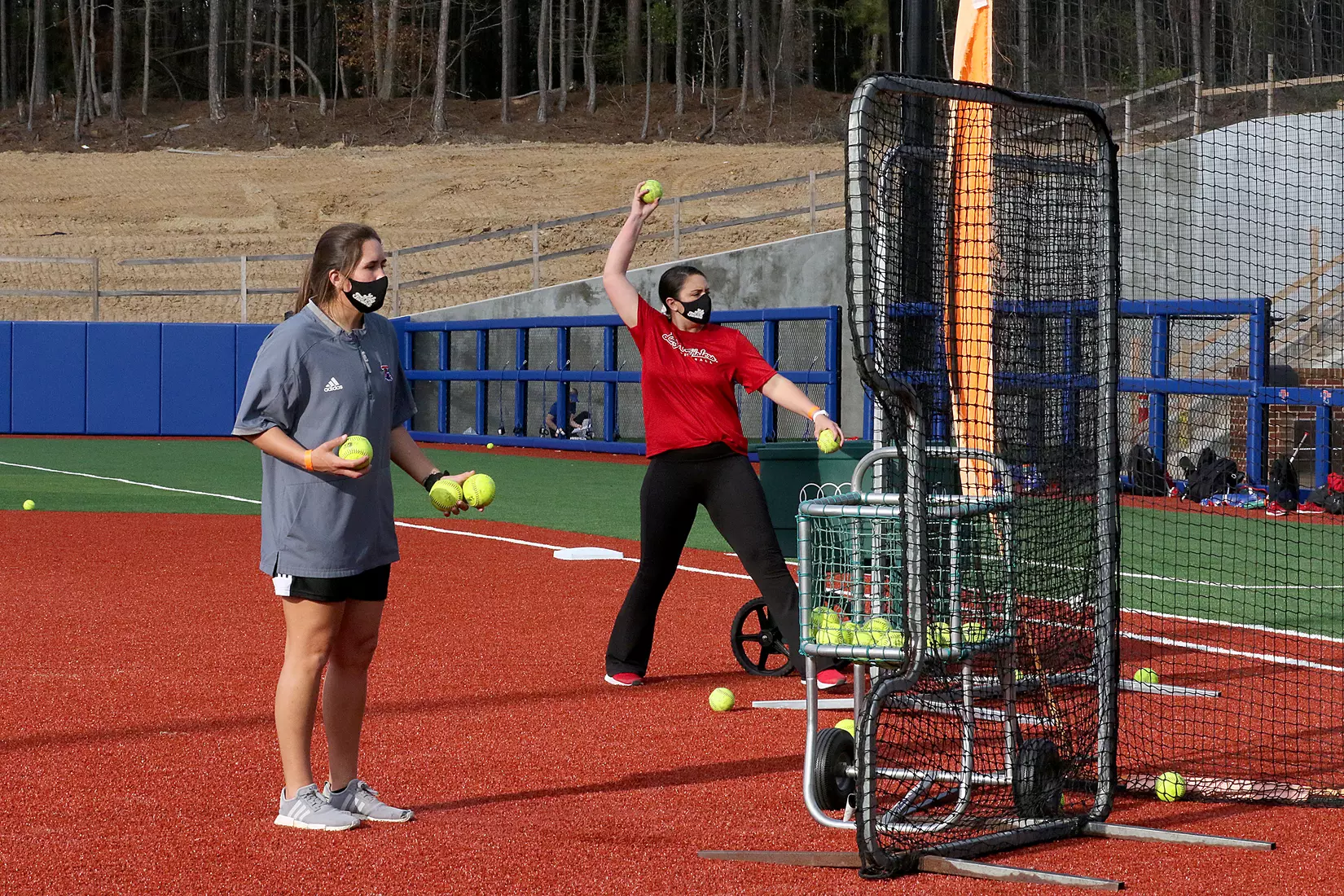 Tech baseball and softball teams practice for first time on their new fields of their new stadia on the Tech campus. The old faclities were destroyed by a 2019 tornado. Photo by TOM MORRIS/Tech Media Relations