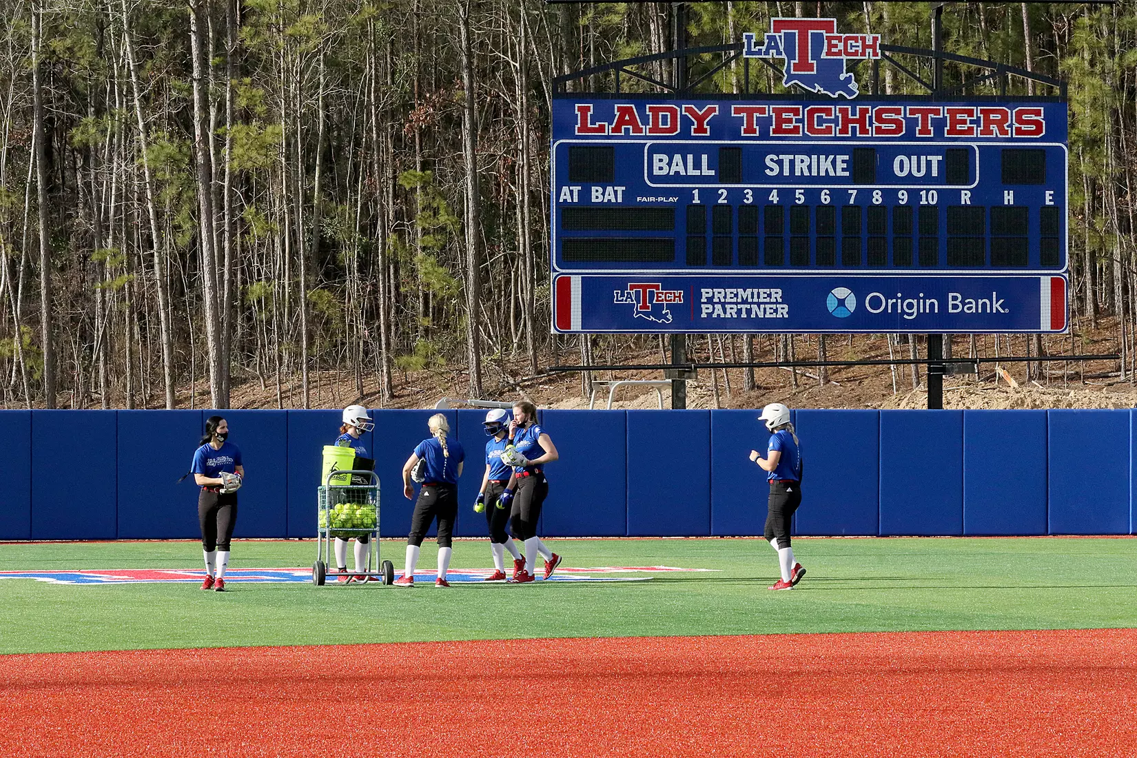 Tech baseball and softball teams practice for first time on their new fields of their new stadia on the Tech campus. The old faclities were destroyed by a 2019 tornado. Photo by TOM MORRIS/Tech Media Relations