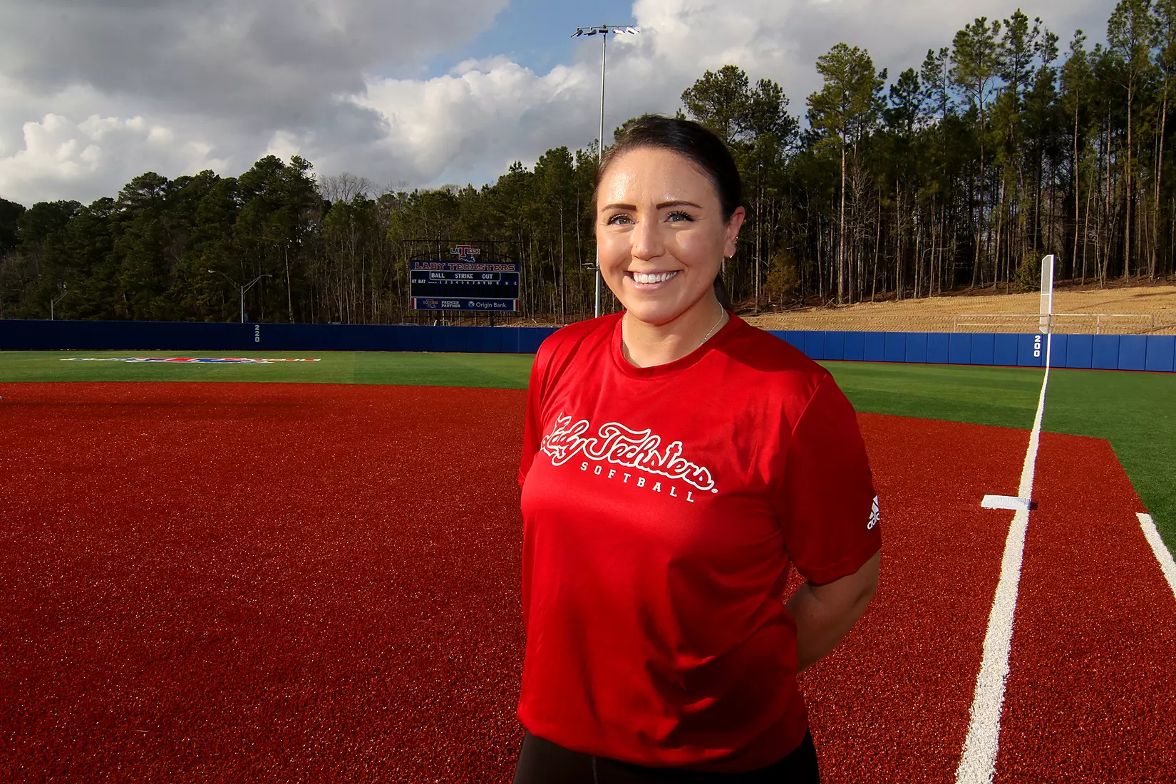 Tech baseball and softball teams practice for first time on their new fields of their new stadia on the Tech campus. The old faclities were destroyed by a 2019 tornado. Photo by TOM MORRIS/Tech Media Relations