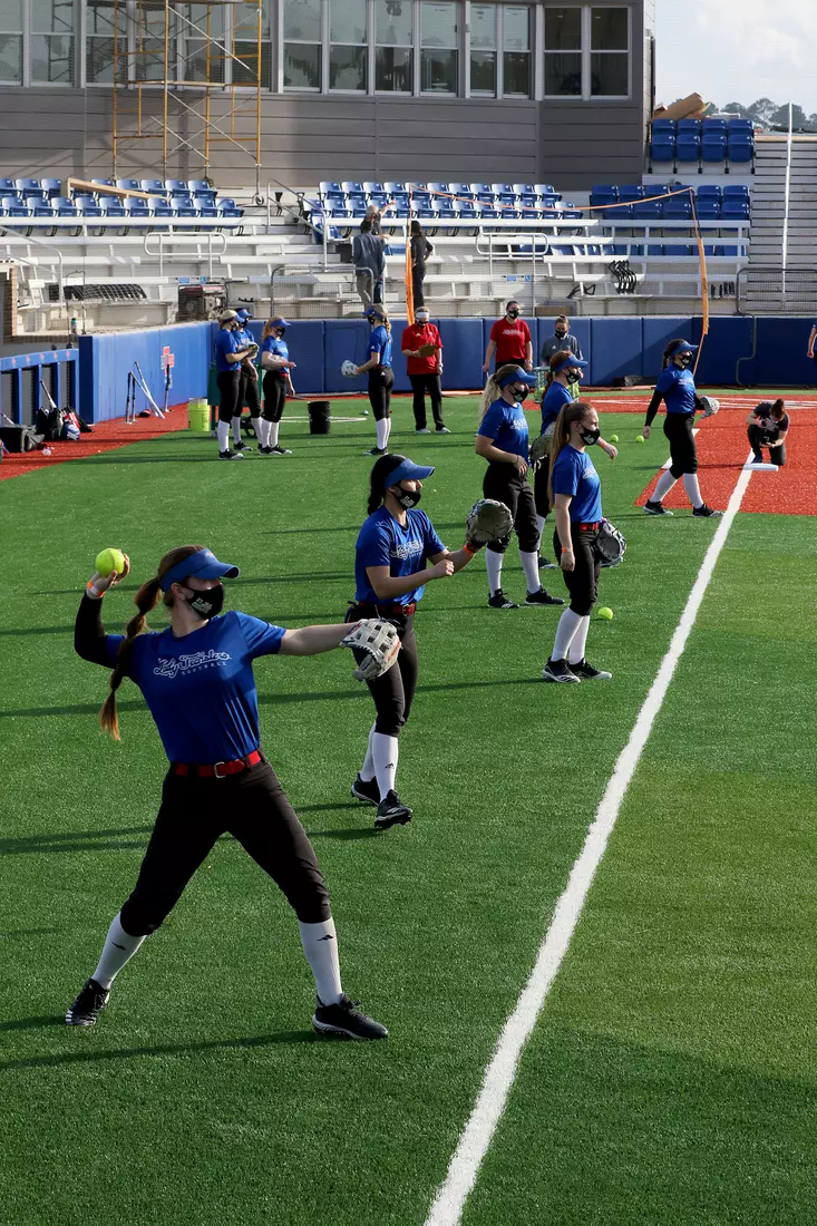 Tech baseball and softball teams practice for first time on their new fields of their new stadia on the Tech campus. The old faclities were destroyed by a 2019 tornado. Photo by TOM MORRIS/Tech Media Relations