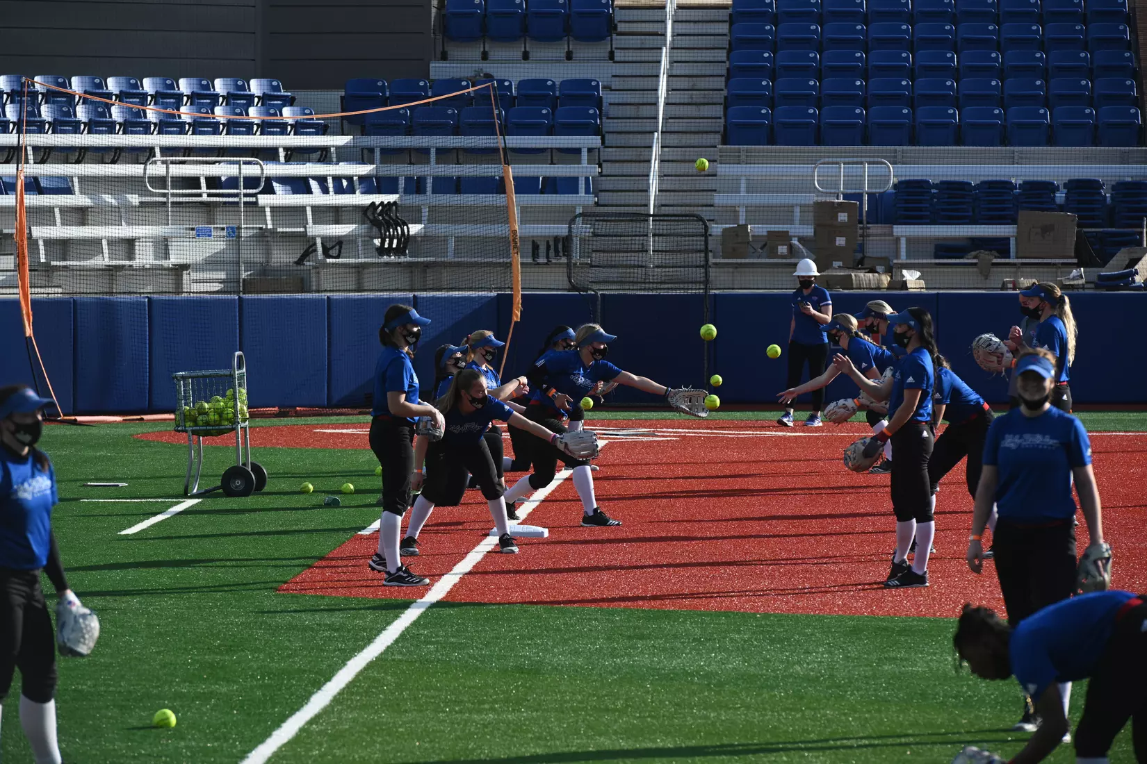 Louisiana Tech Universityâ??s Softball team holds its first practice on the new field, Tuesday, February 9, 2021. Photo by Emerald McIntyre/Louisiana Tech University