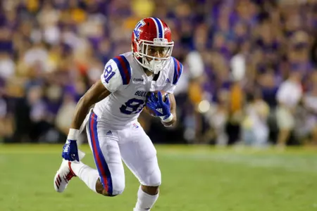 Louisiana Tech and Louisiana State play a college football game at Tiger Stadium, Baton Rouge, La., on Saturday night 22Sept2018. Photo credit must be given to TOM MORRIS/LATechSportsPix.com. Copyright.2018.Louisiana Tech University Foundation. ALL RIGHTS RESERVED.