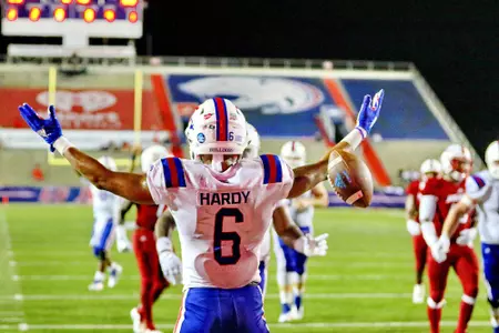 College football played at Ladd-Peebles Stadium, Mobile, Ala., 2018Sept1. TOM MORRIS Photo/LATechSportsPix.com. c.2018. Louisiana Tech University Foundation. ALL RIGHTS RESERVED. No screenshots allowed. For Editorial Use Only.